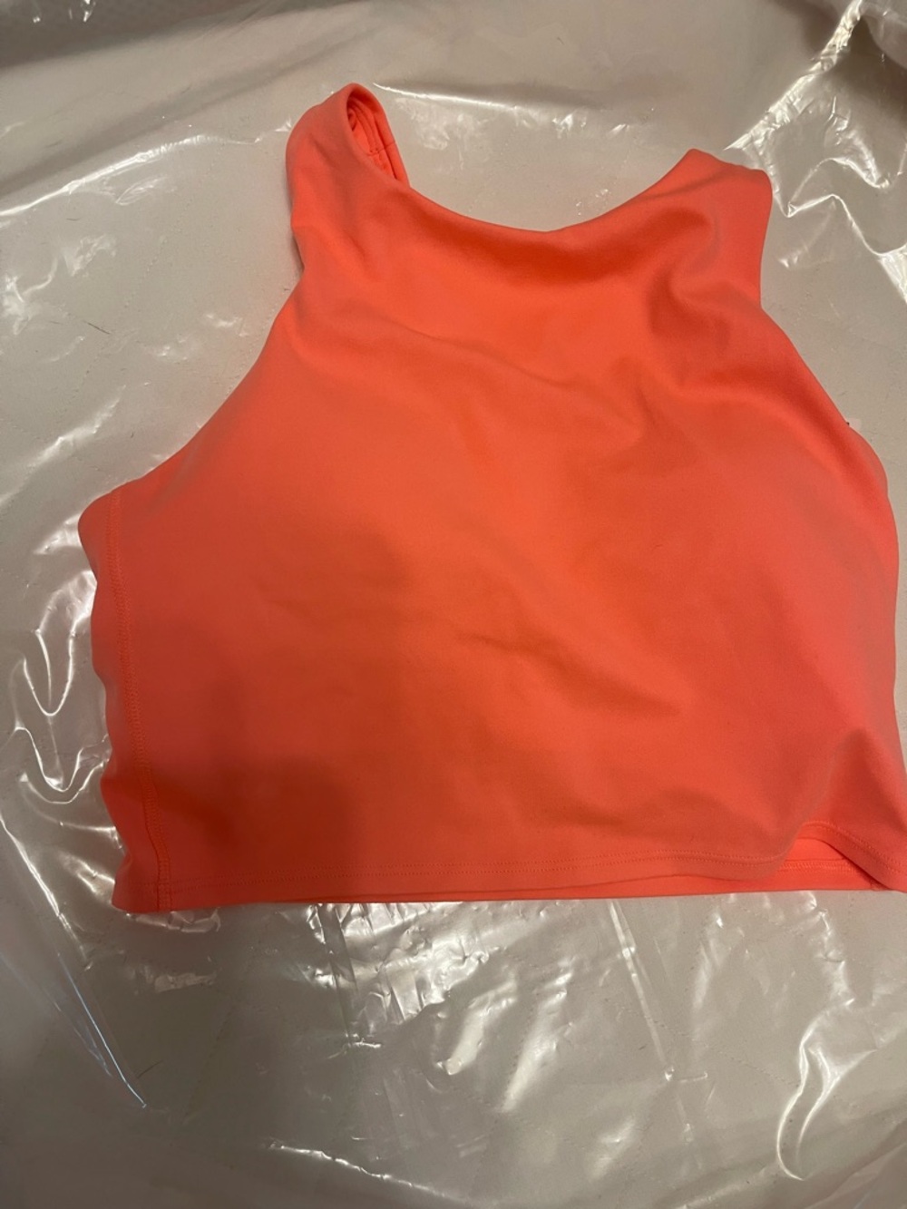 Athleta Neon Coral High-Neck Crop Top